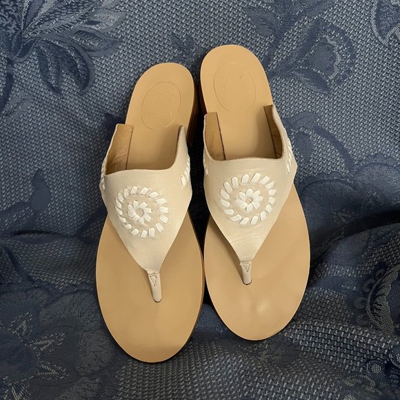 Jack Rogers Blair sandals beige & white women’s size 6 ½ rare - Picture 3 of 8